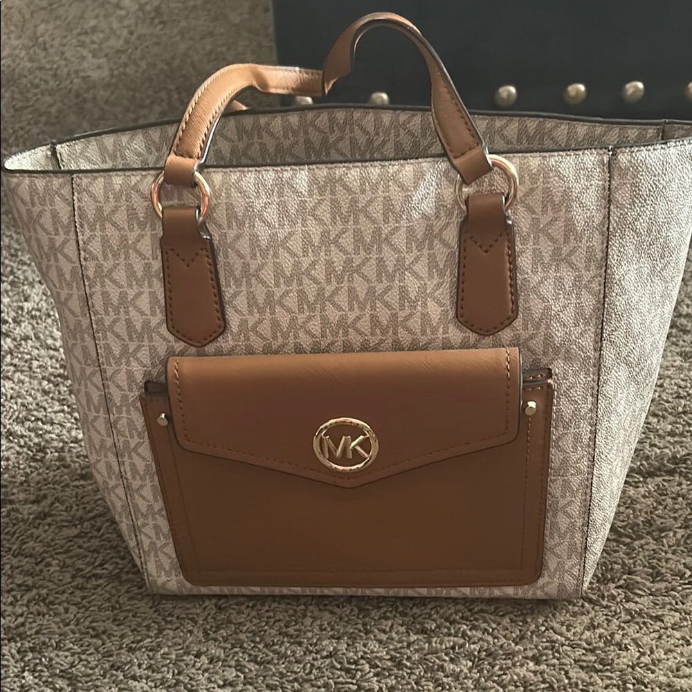 Michael Kors Brown and Cream Tote Bag